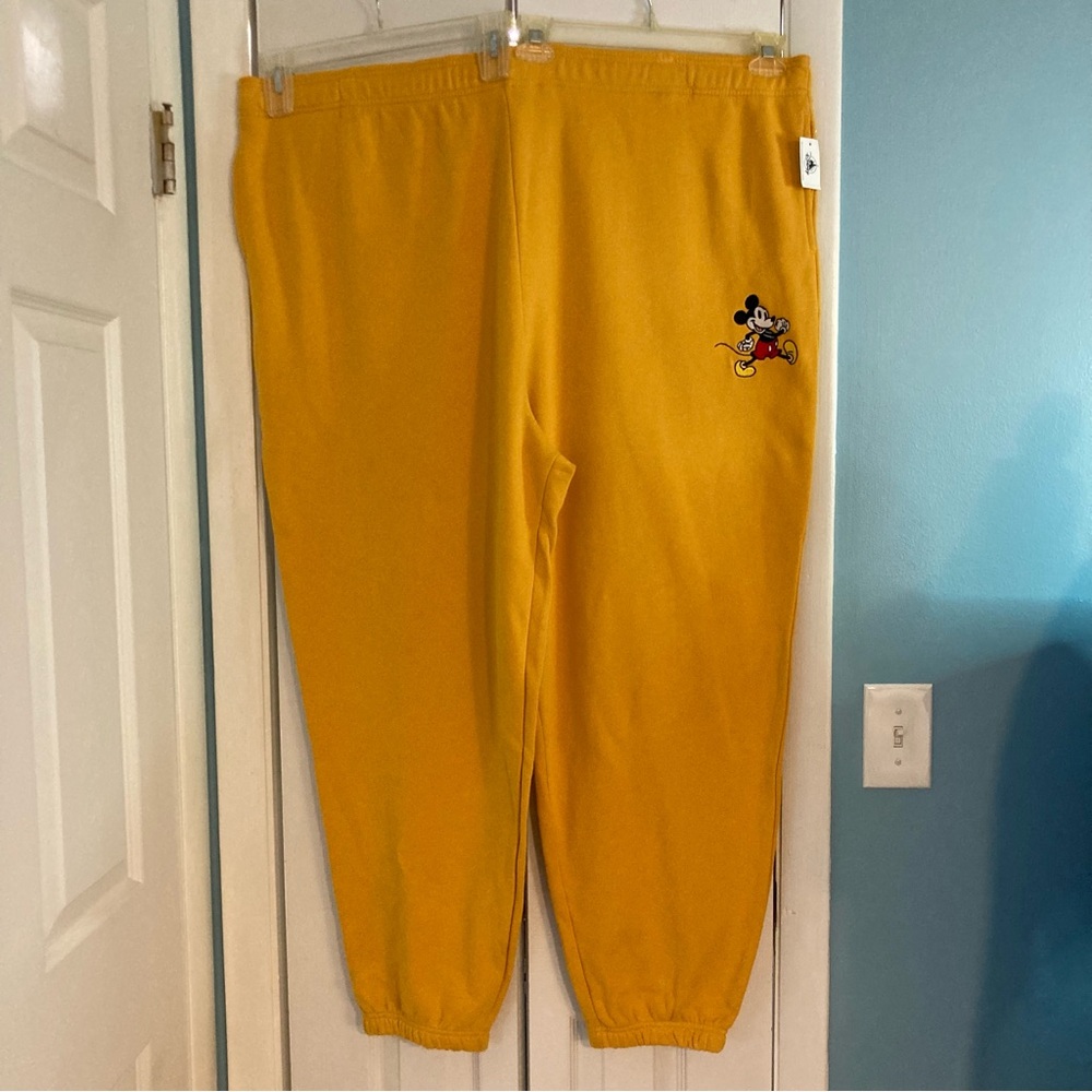 Disney Parks Mickey Mouse Gold Joggers Sweatpants Women Size M, L, XL, 2X, 3X - Picture 2 of 11